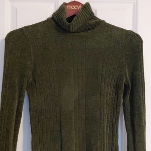 Energie Olive Green Ribbed Turtleneck Sweater, Size L